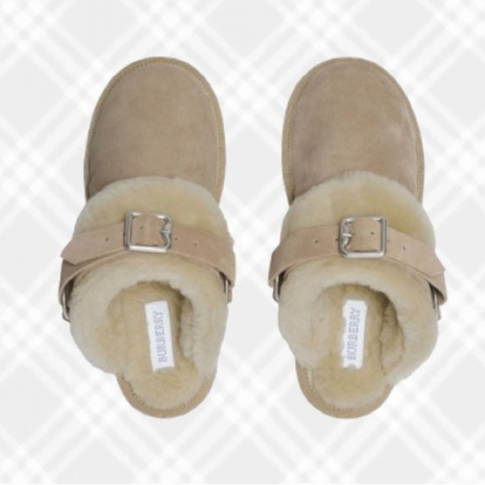 BURBERRY Snug Genuine Shearling Clog- Hunter Size 38 - Picture 1 of 13
